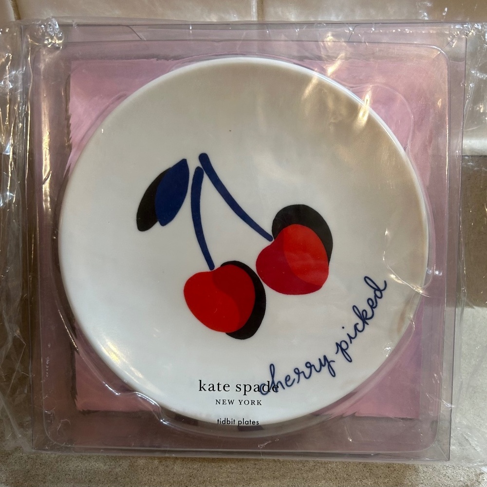 NEW kate spade tidbit plates Vintage Cherries